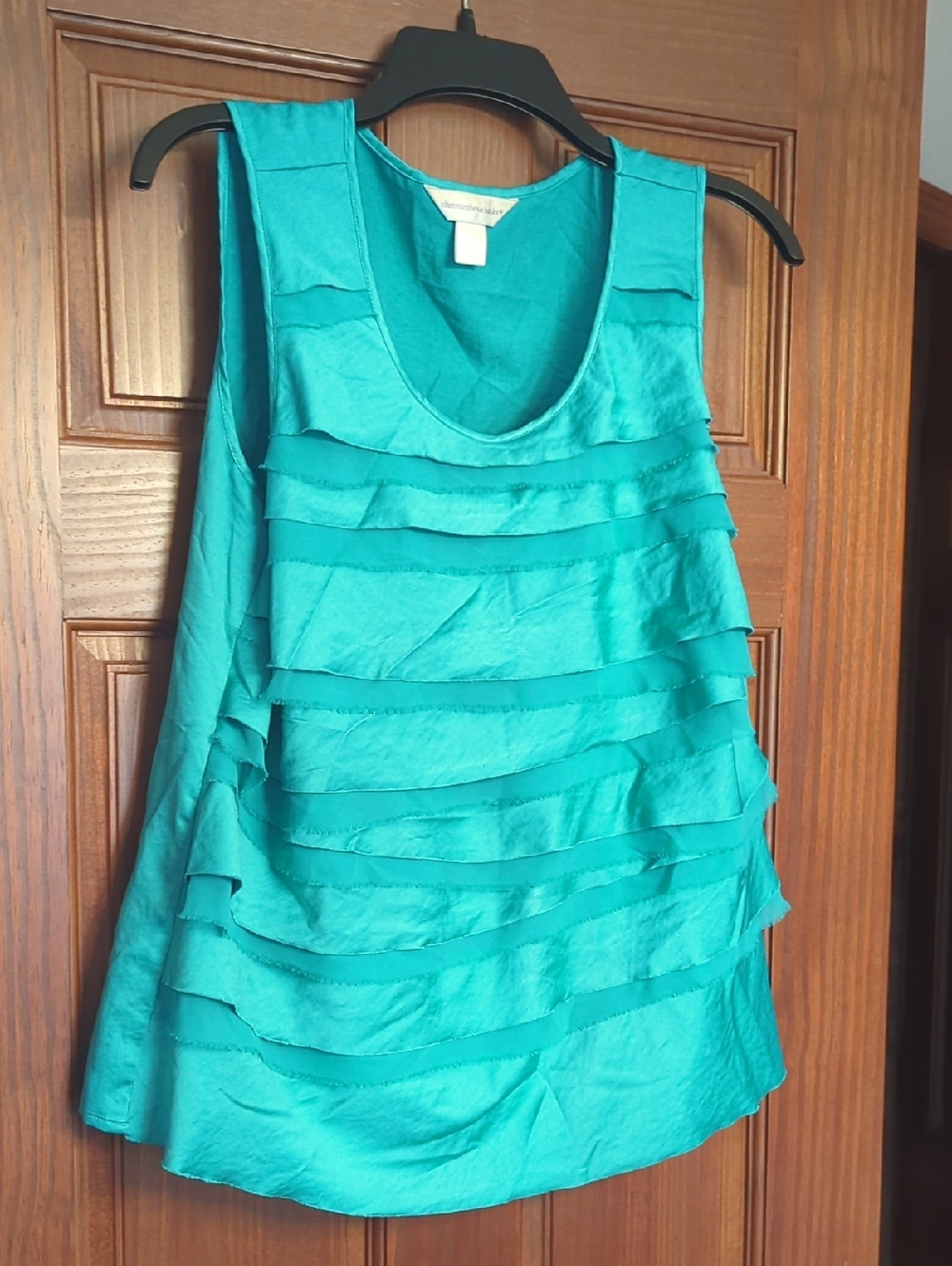 Christopher & Banks Teal Ruffle Layered Tank Top